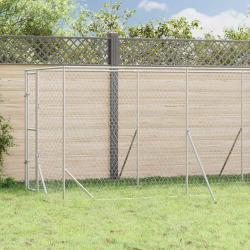 Chenil d'ext&eacute;rieur pour chiens argent&eacute; 2x6x2 m acier galvanis&eacute;