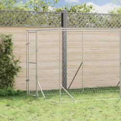 Chenil d'ext&eacute;rieur pour chiens argent&eacute; 2x10x2 m acier galvanis&eacute;