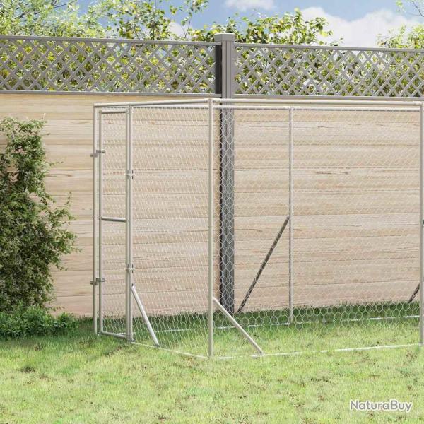 Chenil d'ext�rieur pour chiens argent� 2x14x2 m acier galvanis�