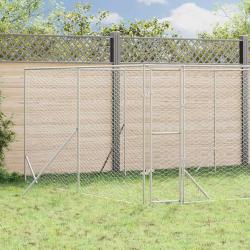 Chenil d'ext&eacute;rieur pour chiens argent&eacute; 4x4x2 m acier galvanis&eacute;