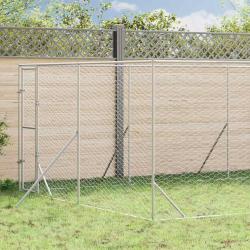 Chenil d'ext&eacute;rieur pour chiens argent&eacute; 4x16x2 m acier galvanis&eacute;