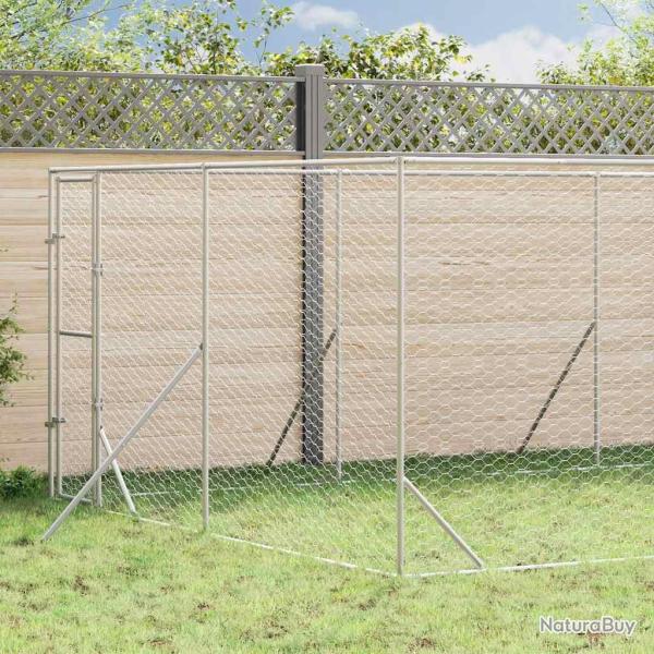 Chenil d'ext�rieur pour chiens argent� 4x16x2 m acier galvanis�