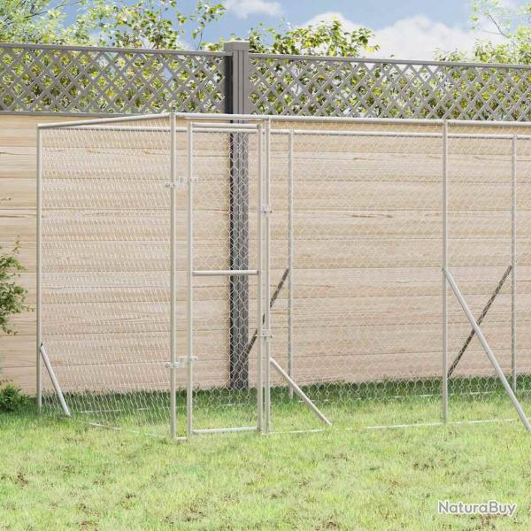 Chenil d'ext�rieur pour chiens argent� 6x2x2 m acier galvanis�