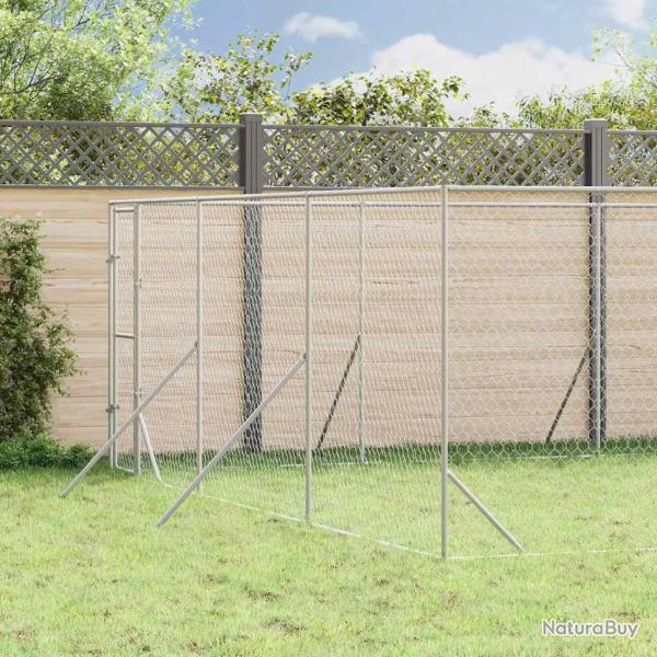 Chenil d'ext�rieur pour chiens argent� 6x10x2 m acier galvanis�