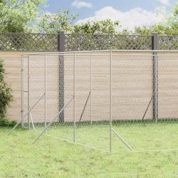 Chenil d'ext&eacute;rieur pour chiens argent&eacute; 6x14x2 m acier galvanis&eacute;