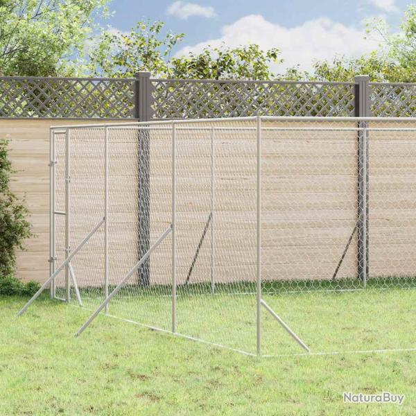 Chenil d'ext�rieur pour chiens argent� 6x14x2 m acier galvanis�