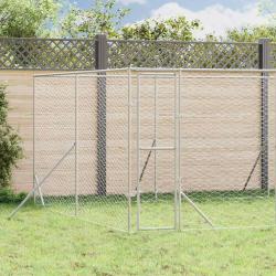 Chenil d'ext&eacute;rieur pour chiens argent&eacute; 8x4x2 m acier galvanis&eacute;