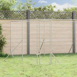 Chenil d'ext&eacute;rieur pour chiens argent&eacute; 8x8x2 m acier galvanis&eacute;