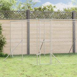 Chenil d'ext&eacute;rieur pour chiens argent&eacute; 8x12x2 m acier galvanis&eacute;