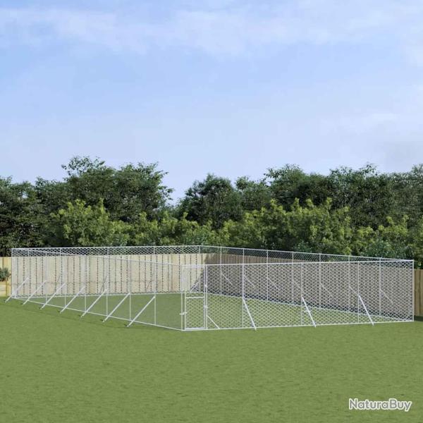 Chenil d'ext�rieur pour chiens argent� 8x16x2 m acier galvanis�