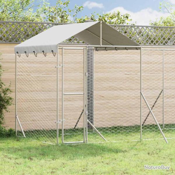 Chenil d'ext�rieur pour chiens avec toit argent� 6x2x2,5 m
