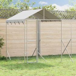 Chenil d'ext&eacute;rieur pour chiens avec toit argent&eacute; 10x2x2,5 m