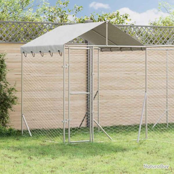 Chenil d'ext�rieur pour chiens avec toit argent� 4x4x2,5 m