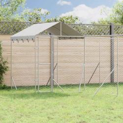 Chenil d'ext&eacute;rieur pour chiens avec toit argent&eacute; 6x6x2,5 m