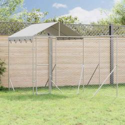 Chenil d'ext&eacute;rieur pour chiens avec toit argent&eacute; 10x6x2,5 m
