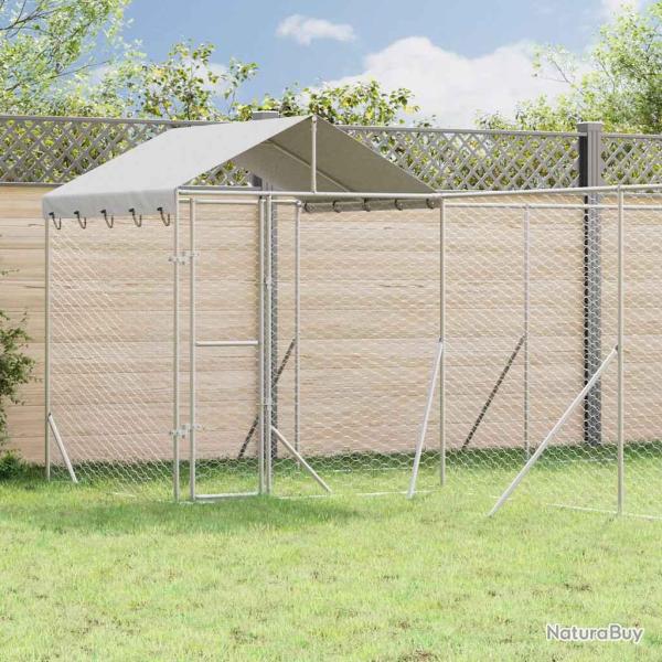 Chenil d'ext�rieur pour chiens avec toit argent� 10x6x2,5 m