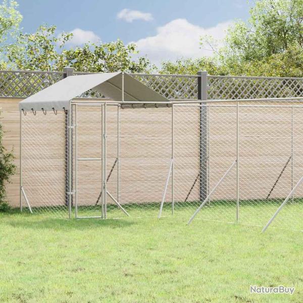 Chenil d'ext�rieur pour chiens avec toit argent� 10x8x2,5 m