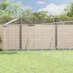 Chenil d'ext&eacute;rieur pour chiens avec toit argent&eacute; 12x12x2,5 m