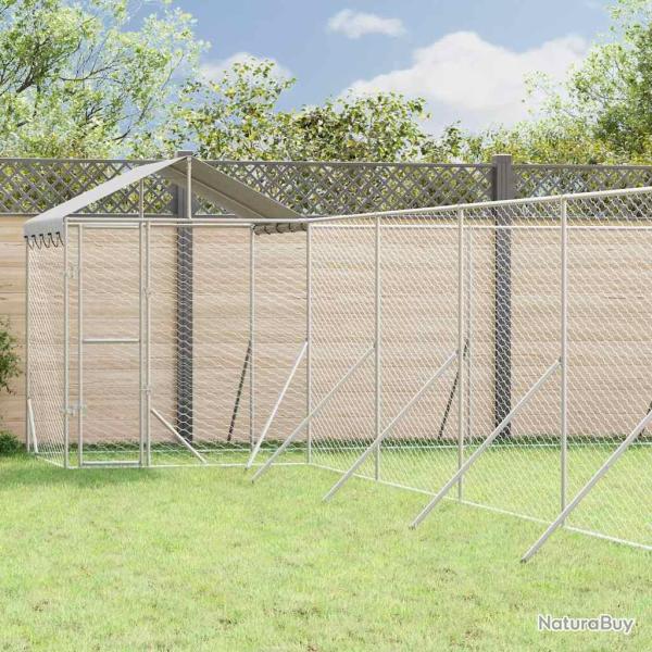 Chenil d'ext�rieur pour chiens avec toit argent� 12x12x2,5 m