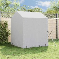 Chenil d'ext&eacute;rieur pour chiens avec toit argent&eacute; 2x14x2,5 m