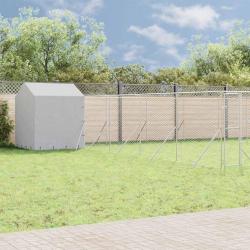 Chenil d'ext&eacute;rieur pour chiens avec toit argent&eacute; 10x10x2,5 m