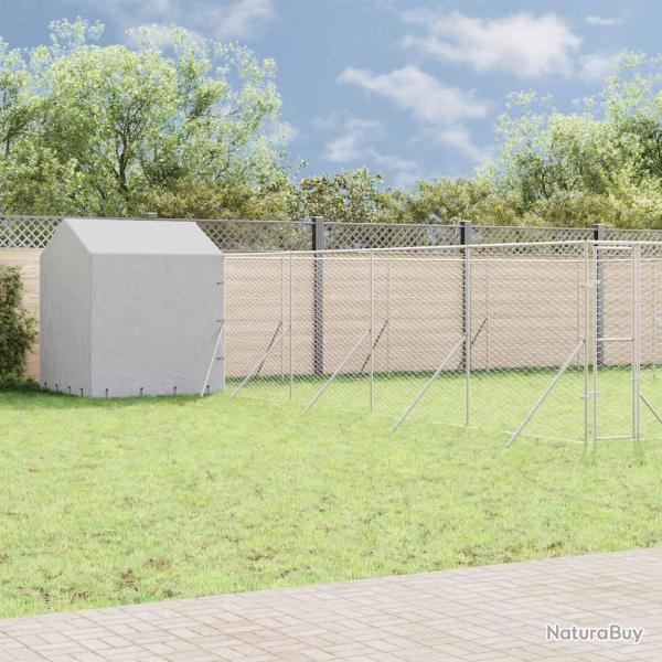 Chenil d'ext�rieur pour chiens avec toit argent� 10x10x2,5 m
