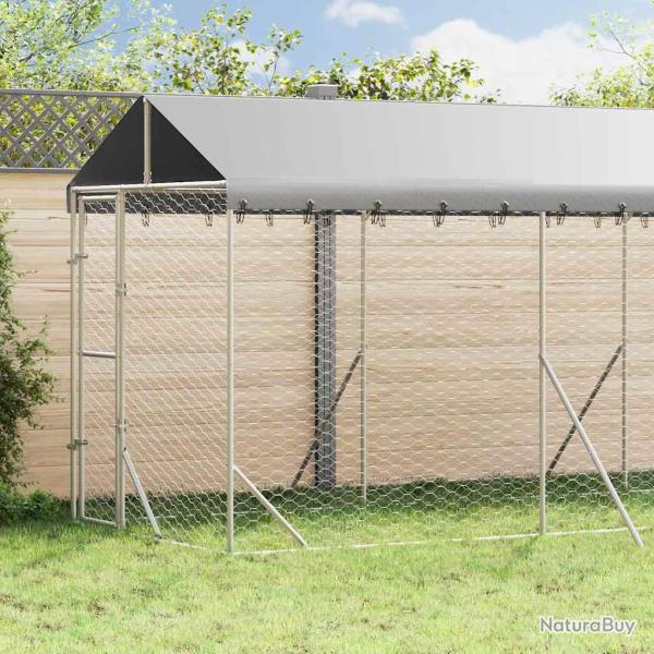 Chenil d'ext�rieur pour chiens avec toit argent� 2x6x2,5 m