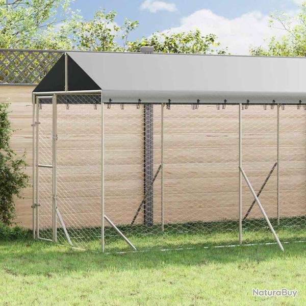 Chenil d'ext�rieur pour chiens avec toit argent� 2x10x2,5 m