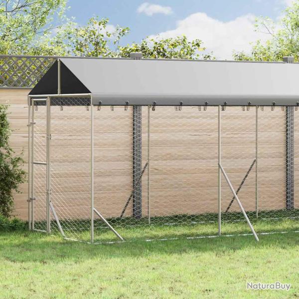 Chenil d'ext�rieur pour chiens avec toit argent� 2x14x2,5 m
