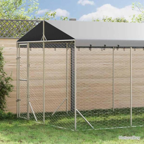 Chenil d'ext�rieur pour chiens avec toit argent� 3x6x2,5 m