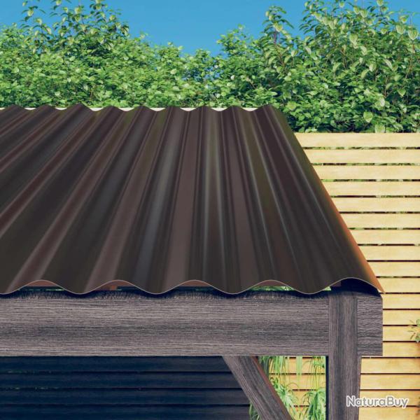 Panneaux de toit 12 pcs Acier galvanis� Marron 100x36 cm