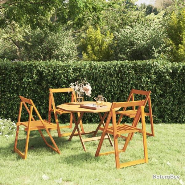 Chaises pliables de lot de 4 Bois d'acacia massif
