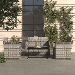 Mobilier d'ext&eacute;rieur 4 pcs avec coussins R&eacute;sine tress&eacute;e Gris