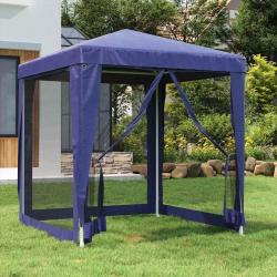 Tente de f&ecirc;te avec 4 parois lat&eacute;rales en maille Bleu 2x2 m PEHD