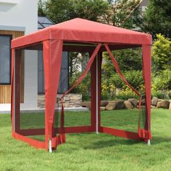 Tente de f&ecirc;te avec 4 parois lat&eacute;rales en maille Rouge 2x2m PEHD