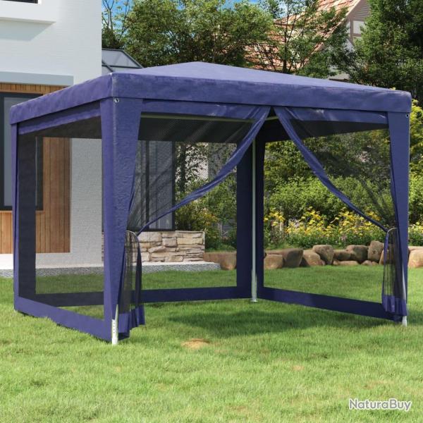 Tente de f�te avec 4 parois lat�rales en maille Bleu 3x3 m PEHD