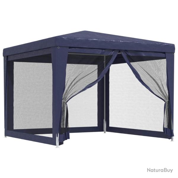 Tente de f�te avec 4 parois lat�rales en maille, PEHD, bleues, pour la terrasse, 3 � 3 m
