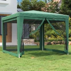 Tente de f&ecirc;te avec 4 parois lat&eacute;rales en maille Vert 3x3 m PEHD
