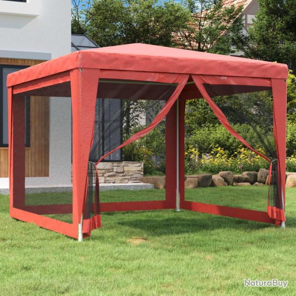Tente de f�te avec 4 parois lat�rales en maille Rouge 3x3m PEHD