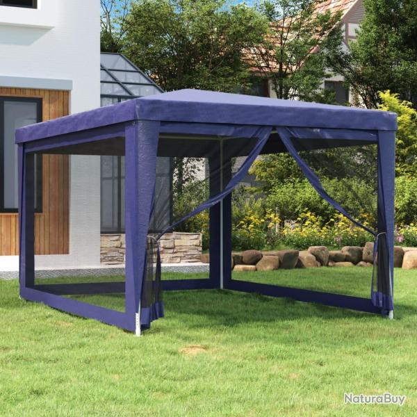 Tente de f�te avec 4 parois lat�rales en maille Bleu 3x4 m PEHD