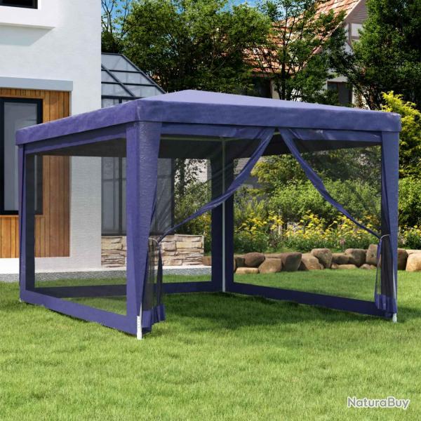 Tente de f�te avec 4 parois lat�rales en maille, PEHD, bleues, pour la terrasse, 3 � 4 m