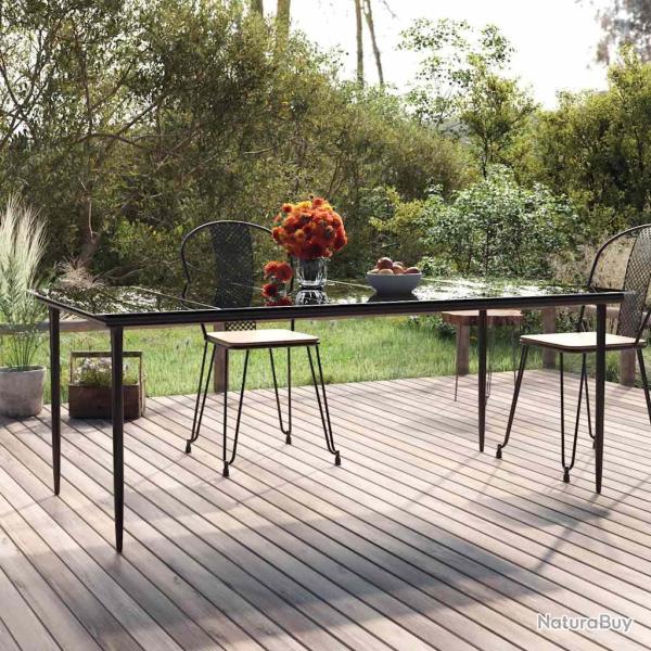 Table � d�ner en acier et verre tremp�, noire, pour la cuisine, 200 � 100 � 74 cm