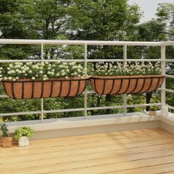 Jardini&egrave;res murales 2 pcs en coco noir 91x20x23 cm acier