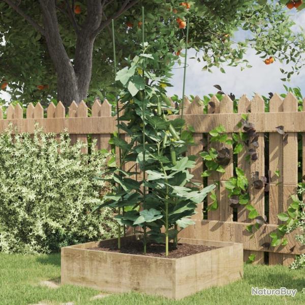 Supports pour plantes de 4 anneaux 5pcs Vert 90 cm Acier