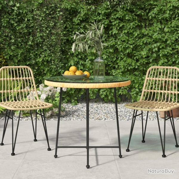 Table de salle � manger �80 cm Verre tremp� et acier