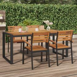 Table de et pieds en forme de U 180x90x75 cm bois acacia