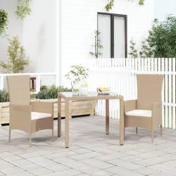 Chaises de avec coussins lot de 2 R&eacute;sine tress&eacute;e Beige