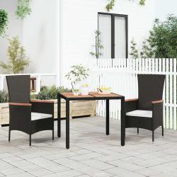 Table de plateau en bois Noir R&eacute;sine tress&eacute;e bois massif