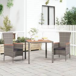 Table de et dessus en bois Gris R&eacute;sine tress&eacute;e et acacia