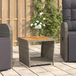 Table &agrave; th&eacute; et dessus en bois Gris R&eacute;sine tress&eacute;e Acacia massif